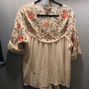 Embroidered cream blouse